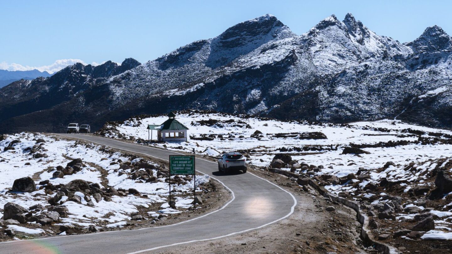 Arunachal ILP needed for this winding snowy road to Tawang in Arunachal Pradesh