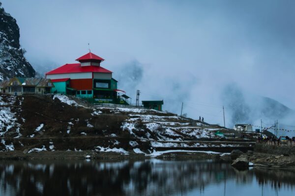 Nathula Pass route past snowy Tsomgo Lake and the ropeway in East Sikkim