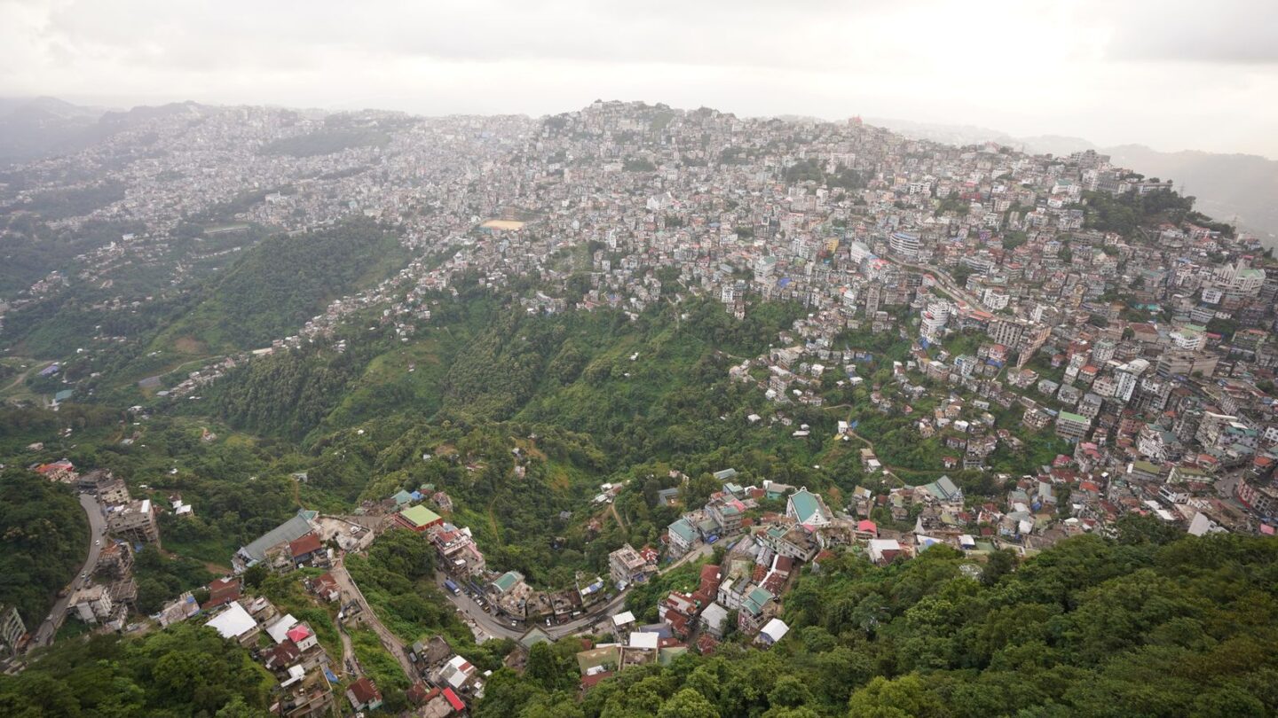 Mizoram ILP guide image showing an aerial view of Aizawl, the capital of Mizoram