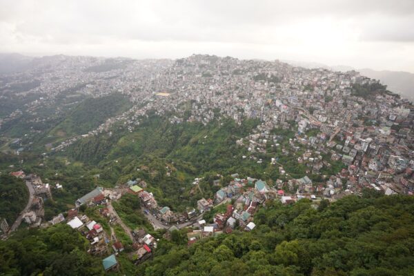 Mizoram ILP guide image showing an aerial view of Aizawl, the capital of Mizoram