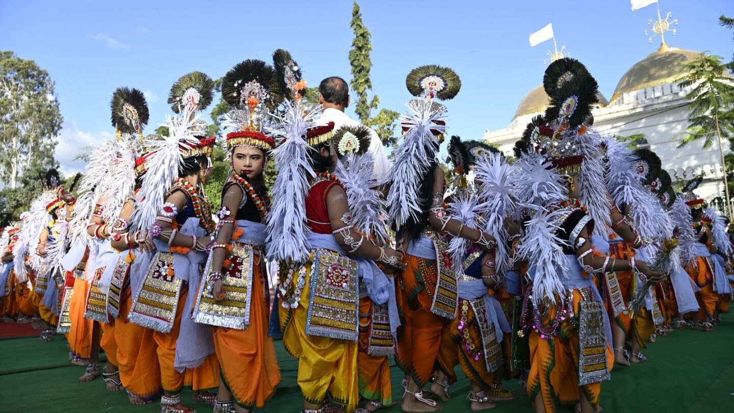 Children performing Manipuri dance in Imphal, the kind of cultural show seen at the Sangai Festival